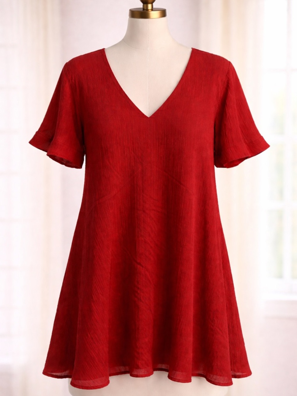 Altar'd State Red V-Neck A-Line Swing Dress